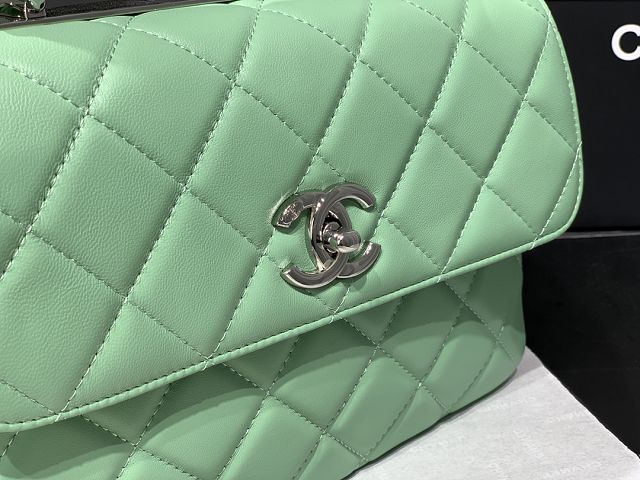 CC original lambskin top handle flap bag A92236 light green