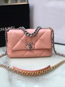 CC original lambskin 19 small flap bag AS1160 light pink
