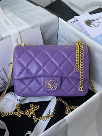 2022 CC original lambskin small flap bag AS3114 purple