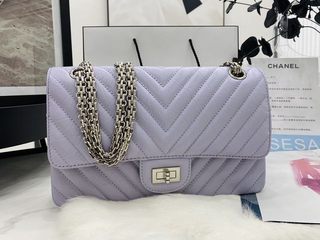 CC original calfskin 2.55 flap handbag A37586-2 light purple
