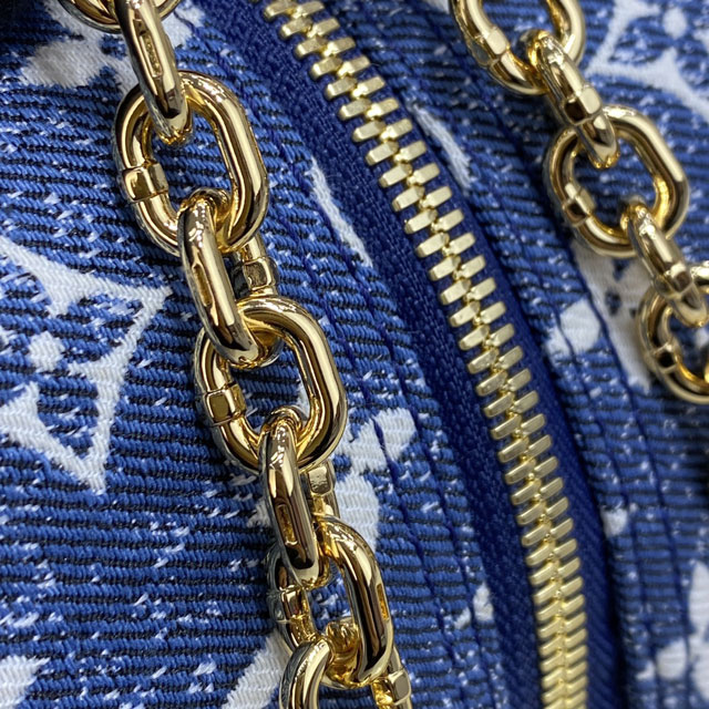 Louis vuitton original denim textile square bag M59611 blue