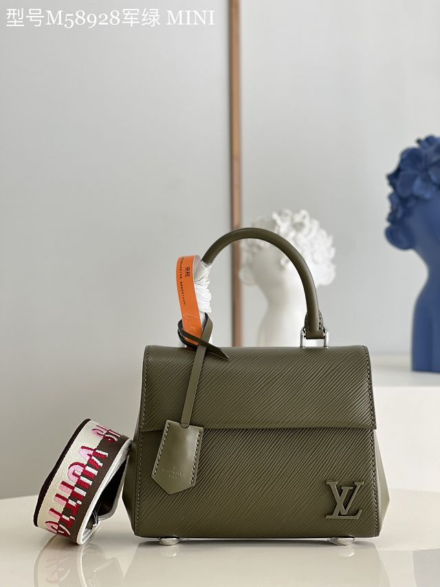 Louis vuitton original epi leather cluny mini handbag M58928 green