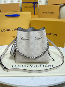 2022 Louis vuitton original mahina leather bella bucket bag M57070 light grey