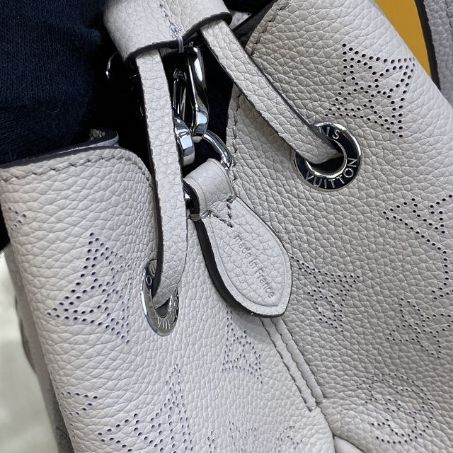 Louis vuitton original mahina leather bella bucket bag M57070 light grey