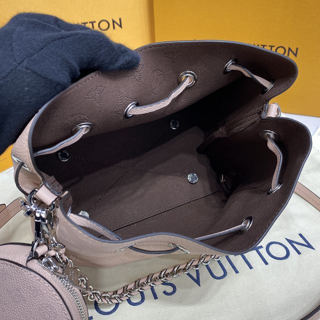 Louis vuitton original mahina leather bella bucket bag M57070 light pink