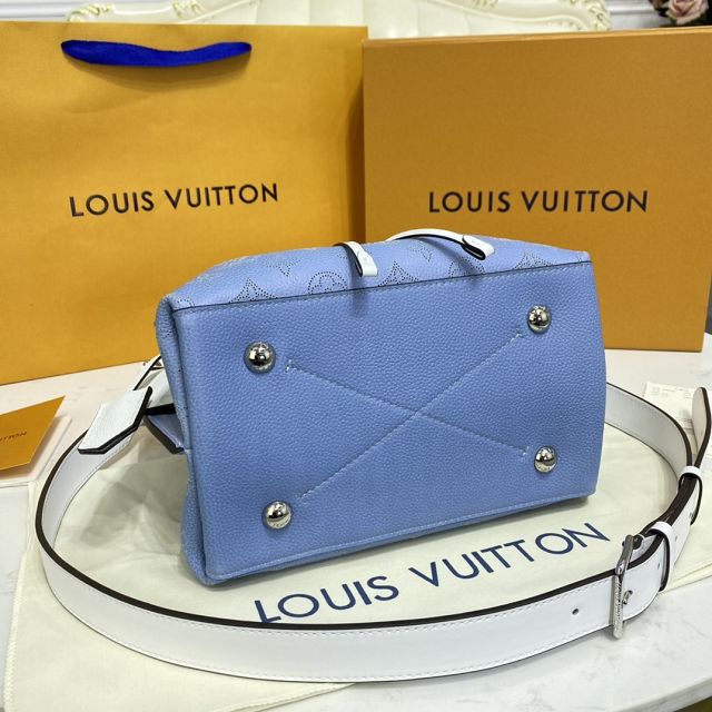 Louis vuitton original mahina leather muria bucket bag M59554 white&blue