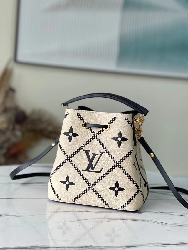 Louis vuitton original calfskin neonoe bucket bag mm M46023 white