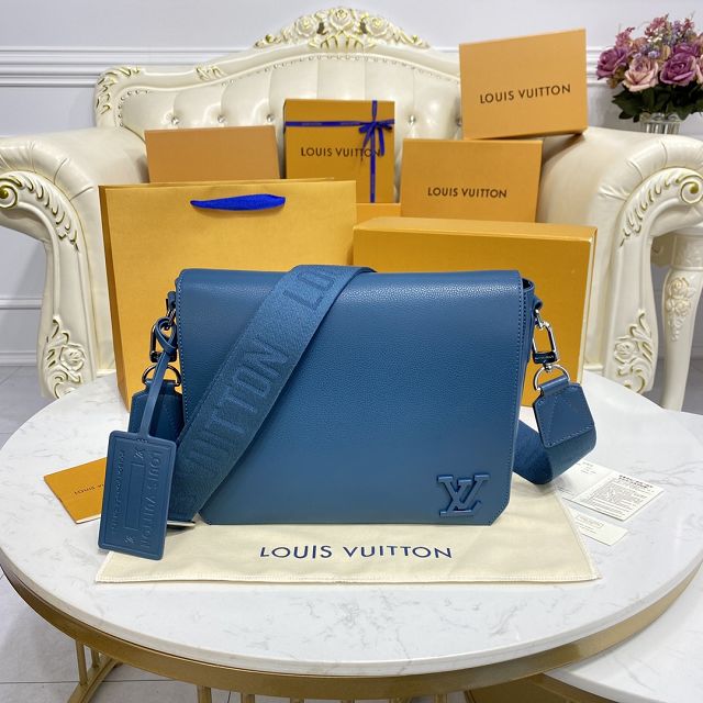 Louis vuitton original calfskin aerogram messenger bag M59327 blue