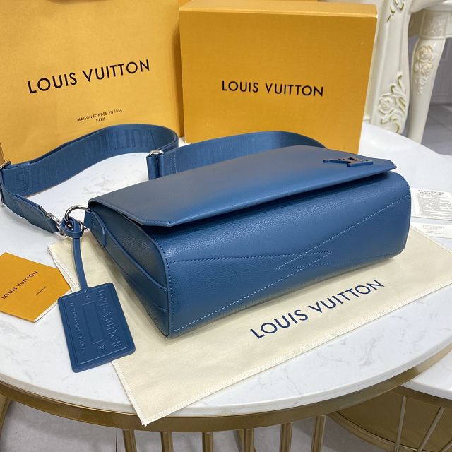 Louis vuitton original calfskin aerogram messenger bag M59327 blue