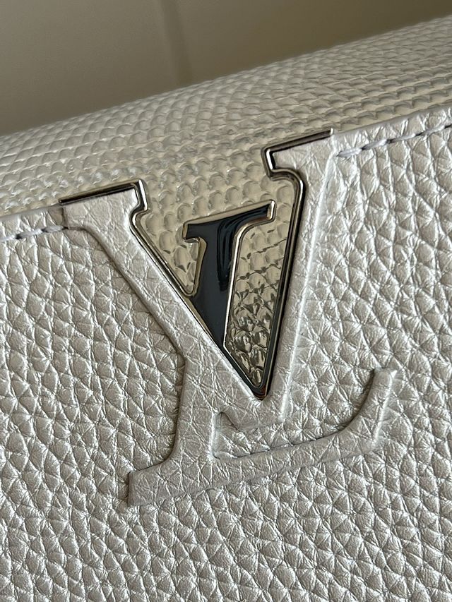 Louis vuitton original calfskin capucines BB handbag M48865 silver