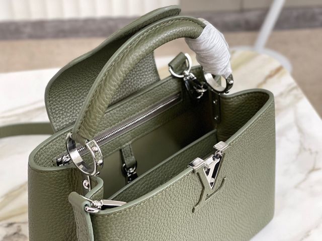 Louis vuitton original calfskin capucines BB handbag M53963 dark green