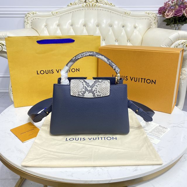 Louis vuitton original calfskin capucines BB handbag M53963 navy blue