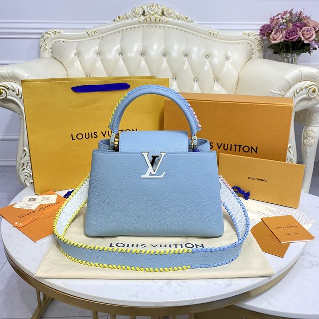 Louis vuitton original calfskin capucines BB handbag M57941 light blue