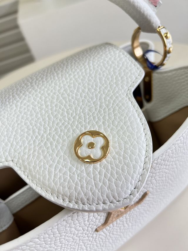 Louis vuitton original calfskin capucines BB handbag M57941 white