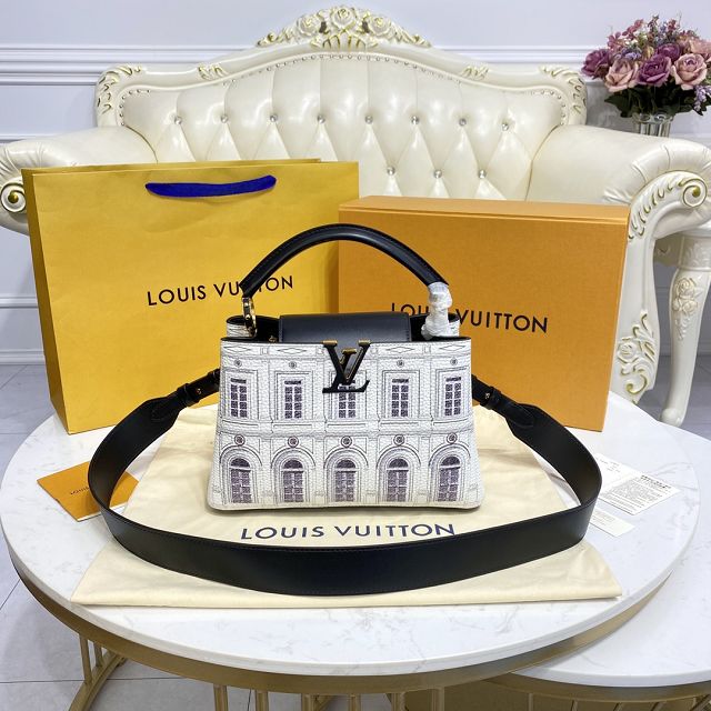 Louis vuitton original calfskin capucines BB handbag M59119 white