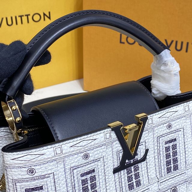 Louis vuitton original calfskin capucines BB handbag M59119 white