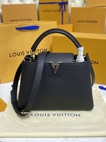 Louis vuitton original calfskin capucines BB handbag M59651 black