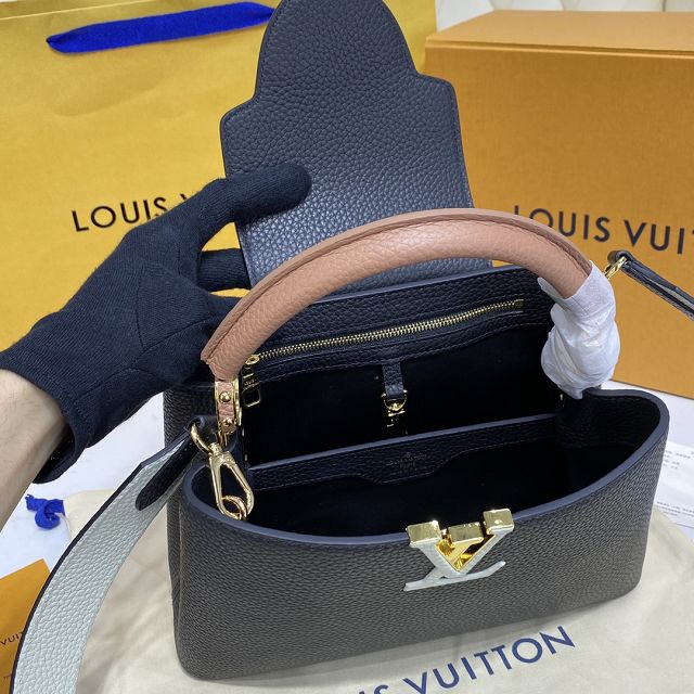 Louis vuitton original calfskin capucines BB handbag M59653 black&brown