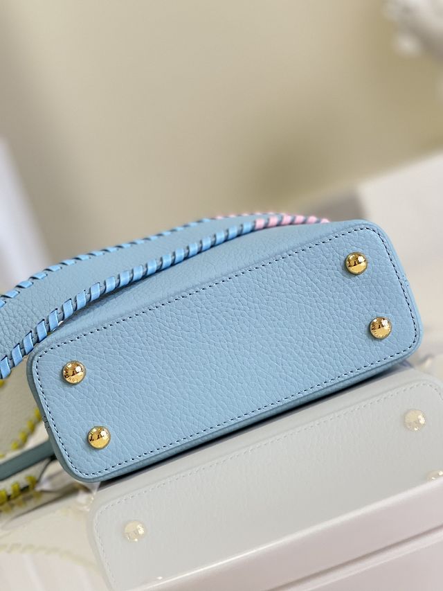 Louis vuitton original calfskin capucines mini handbag M57945 light blue