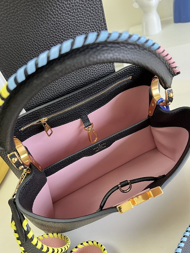 Louis vuitton original calfskin capucines mm handbag M57672 black