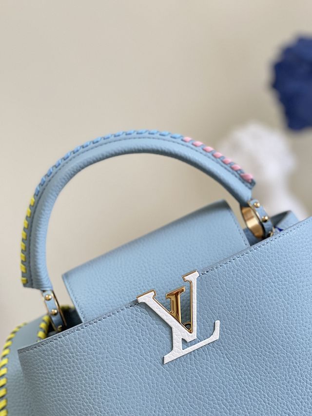 Louis vuitton original calfskin capucines mm handbag M57672 blue