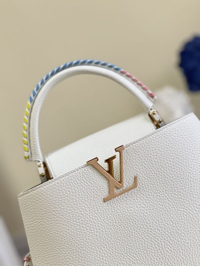 Louis vuitton original calfskin capucines mm handbag M57672 white