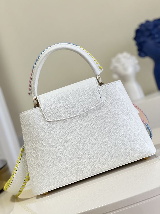 Louis vuitton original calfskin capucines mm handbag M57672 white