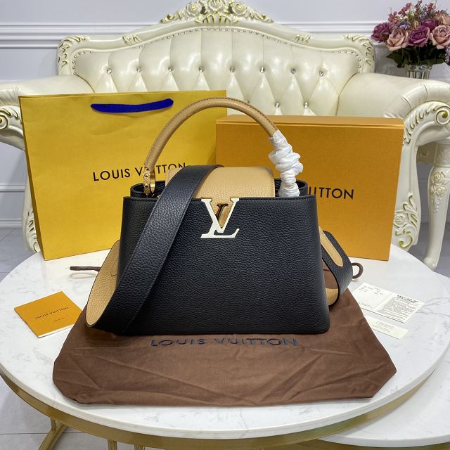 Louis vuitton original calfskin capucines mm handbag M58610 black