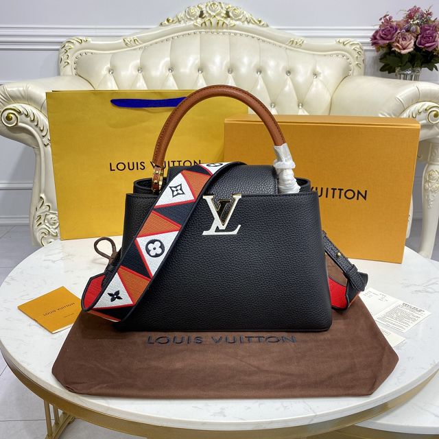 Louis vuitton original calfskin capucines mm handbag M58611 black