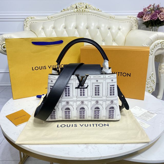 Louis vuitton original calfskin capucines mm handbag M59120 white