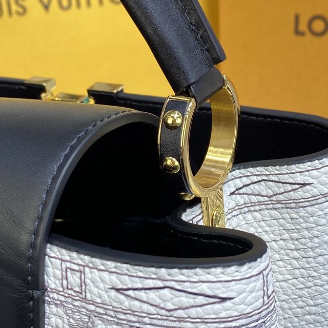 Louis vuitton original calfskin capucines mm handbag M59120 white