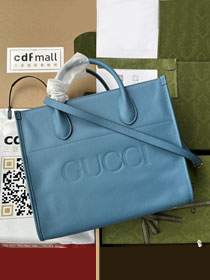 2022 GG original calfskin medium tote bag 674822 blue