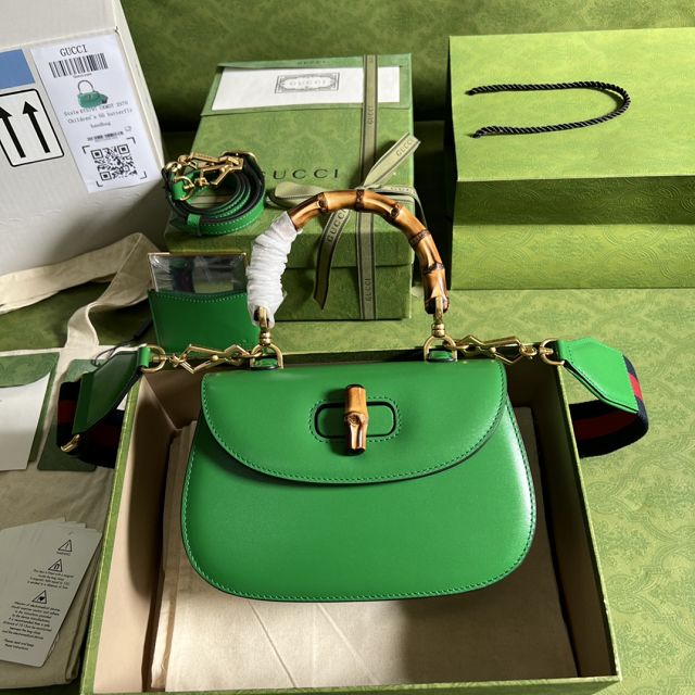 2022 GG original calfskin small top handle bag 675797 green