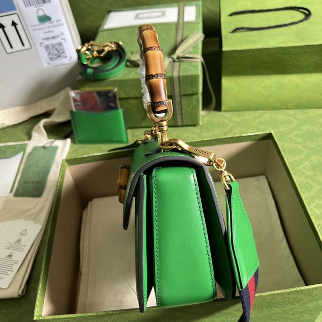 2022 GG original calfskin small top handle bag 675797 green