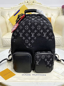 Louis vuitton original denim multipocket backpack M45973 black