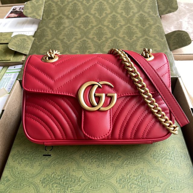 Top GG original calfskin marmont mini bag 446744 red