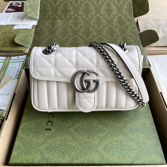 Top GG original calfskin marmont mini bag 446744 white