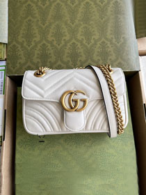 Top GG original calfskin marmont mini bag 446744 white