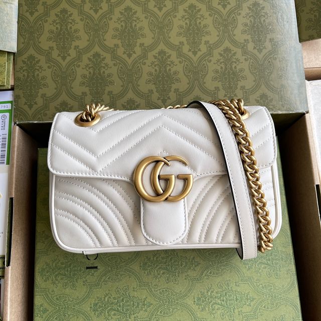 Top GG original calfskin marmont mini bag 446744 white