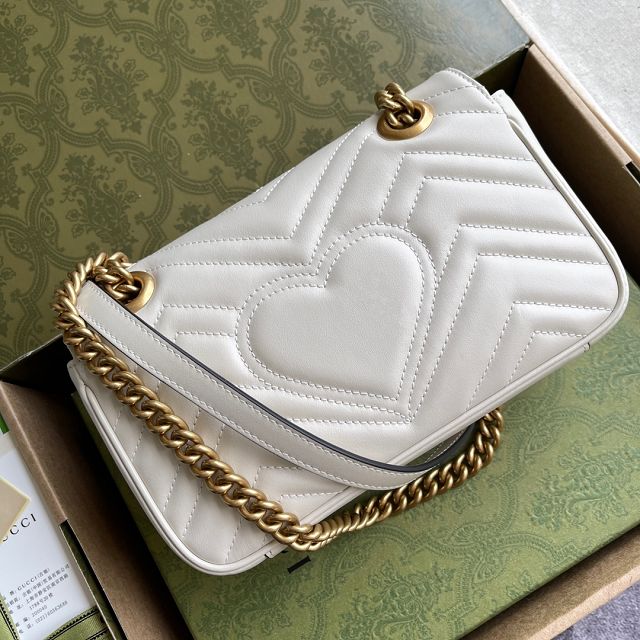 Top GG original calfskin marmont mini bag 446744 white