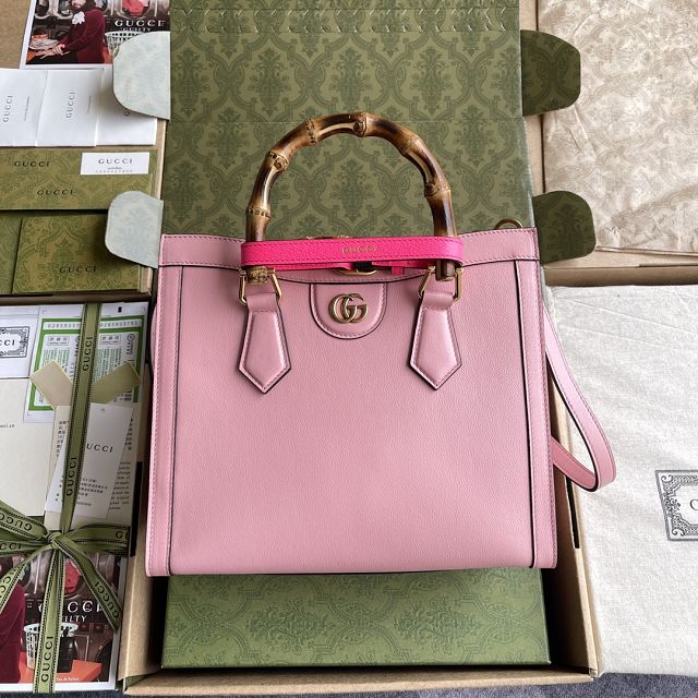 Top GG original calfskin diana small tote bag 660195 pink