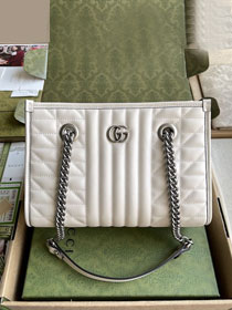Top GG original calfskin marmont small tote bag 681483 white