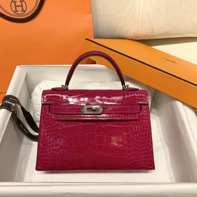 Top hermes 100% genuine crocodile leather mini kelly bag K0019 