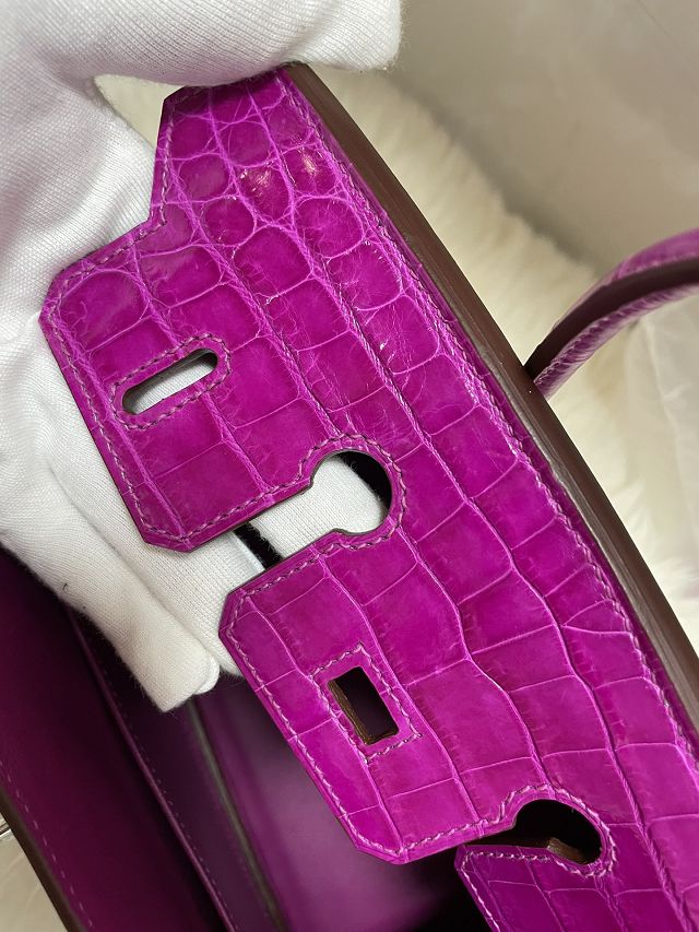 Top hermes handmade genuine 100% crocodile leather birkin 35 bag K350 rose sheherzade