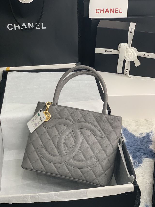 CC original grained calfskin shopping bag AS1804 grey