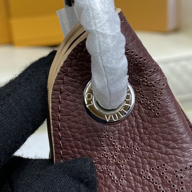 Louis vuitton original mahina leather carmel hobo bag M53188 bordeaux