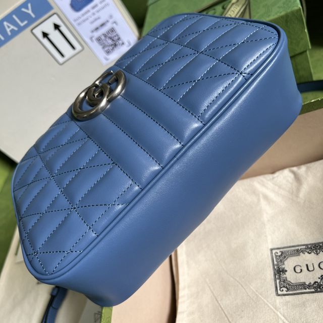 2022 GG original calfskin marmont small shoulder bag 447632 blue