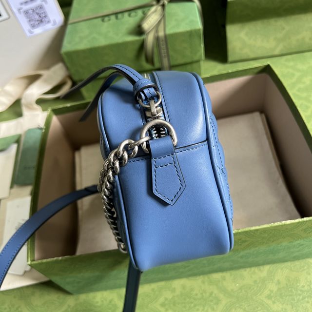 2022 GG original calfskin marmont small shoulder bag 447632 blue