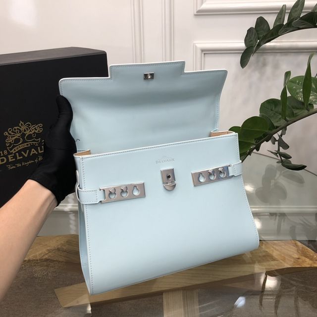 Delvaux original box calfskin tempete medium bag AA0562 ice blue