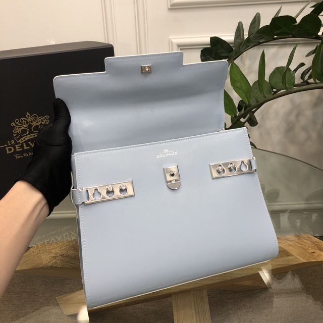 Delvaux original box calfskin tempete medium bag AA0562 light blue